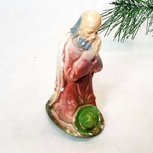 Vintage OLD antique Chalkware Nativity Manger Creche Figure Shepherd Boy Shepard